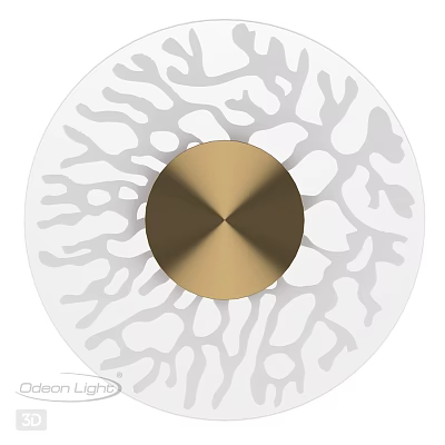 Modern Circular Wall Lamp With Golden Center And White Cutout Design 3d model