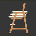 Wooden Chairs With White Cushions Set Of Three For Dining Room