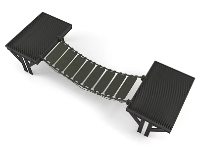 Black Modern Simple Structure Bridge With Two End Platforms And Connecting Parts 3d model