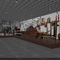 Traditional Cultural Center Interior With Red Lanterns Wooden Tables Chairs And Cultural Decorations