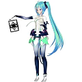 Anime Game Character With Turquoise Long Hair Twin Ponytails White Black Outfit Holding Lantern