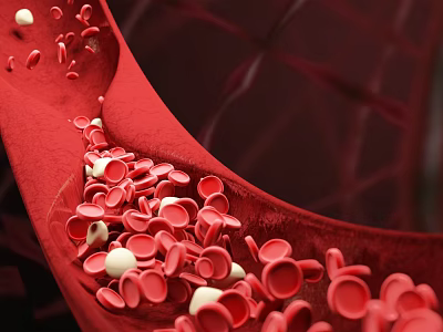 Human Organ System Visualizing Blood Vessel With Red And White Blood Cells 3d model