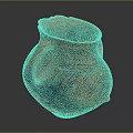 Ancient Pottery Jar With Dual Handles And Orange Blue Swirl Patterns