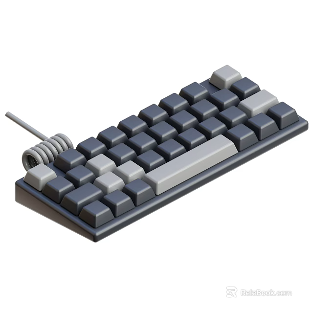 Smart Mechanical Keyboard With Gray And White Keys And Wired Connection 3d model