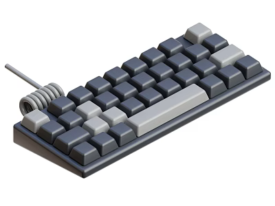 Smart Mechanical Keyboard With Gray And White Keys And Wired Connection 3d model