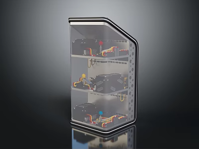 Transparent Multi Layer Storage Cabinet With Display Model Cars And Glass Doors 3d model
