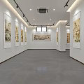 Spacious Bright Art Studio With White Walls Gray Floors Traditional Paintings And Recessed Lighting