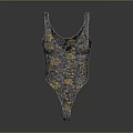 Stylish Gray One Piece Swimsuit With Yellow Floral Pattern For Daily Summer Wear