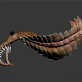 Vibrant Orange Pink Fantasy Creature With Large Claws Yellow Eyes And Segmented Body