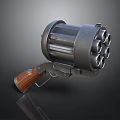 Multi Barrel Space Rocket Launcher With Metallic Structure And Wooden Grip