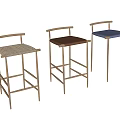 Modern Wooden Bar Stools With Woven Seat Design In Brown And Blue Colors