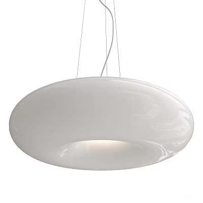 Modern White Round Pendant Light With Sleek Surface And Illuminated Center For Interior Design 3d model