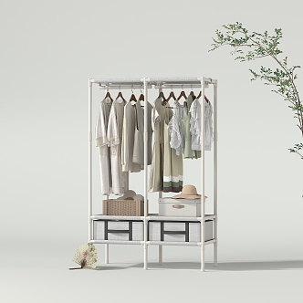 Modern Clothes Hanger Wardrobe Clothing 3d model