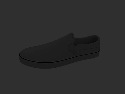 Black Slip On Shoes With Minimalist Design For Casual Everyday Wear 3d model