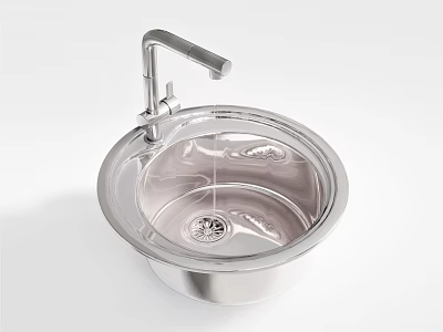 Modern Stainless Steel Single Bowl Kitchen Sink With Faucet And Brushed Finish 3d model