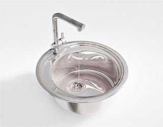 Modern dish washing basin sink round sink stainless steel sink basin 3d model