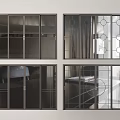 Modern Interior Sliding Doors With Decorative Glass Panels And Metal Frames