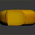 Round Yellow Cheese with Sliced Piece and Small Cut Portion on Dark Surface 3d model