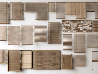 Various Venetian Blinds Designs On Display With Wooden Slats And Neutral Color Options 3d model