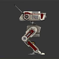 Robot Character With Antenna Blue White Red Color And Mechanical Legs