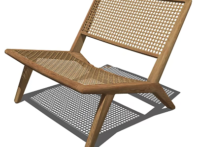Comfortable Modern Woven Lounge Chair With Wooden Frame And Minimalist Design 3d model