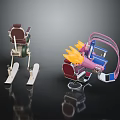 Unique Creative Furniture Chairs With Ski Like Base Flame Decorations And Colorful Frames