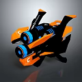 Futuristic Weapon Orange And Black With Blue Dual Barrels Techno Design Elements 3d model