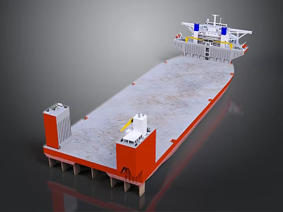Large Deck Cargo Ship With Red Superstructures And Open Deck 3d model