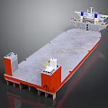 Large Deck Cargo Ship With Red Superstructures And Open Deck 3d model