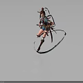 Female Warrior Character With Bird Creature Inspired Headdress And Spear Weapon