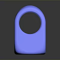 Shiny Blue Geometric Cube Object Featuring Large Central Hole And Small Side Openings
