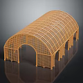 Wooden Arched Pergola Structure With Lattice Design And Support Columns 3d model