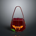 Stylish Dark Red Handbag With Yellow Accents Green Details And Buckle