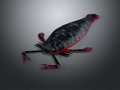 Realistic Black and Red Shrimp With Detailed Texture in 3D Digital Rendering 3d model