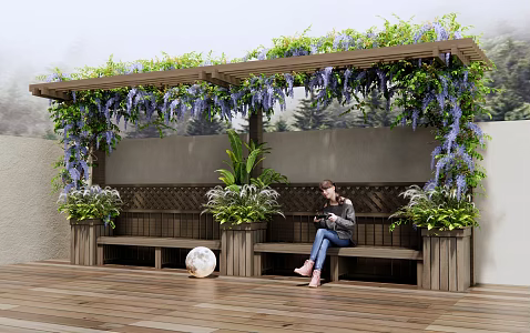 Wisteria plant vine plant vine plant flower stand landscape chair flower box 3d model