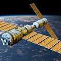 International Space Station With Solar Panels Orbiting Earth From Space 3d model