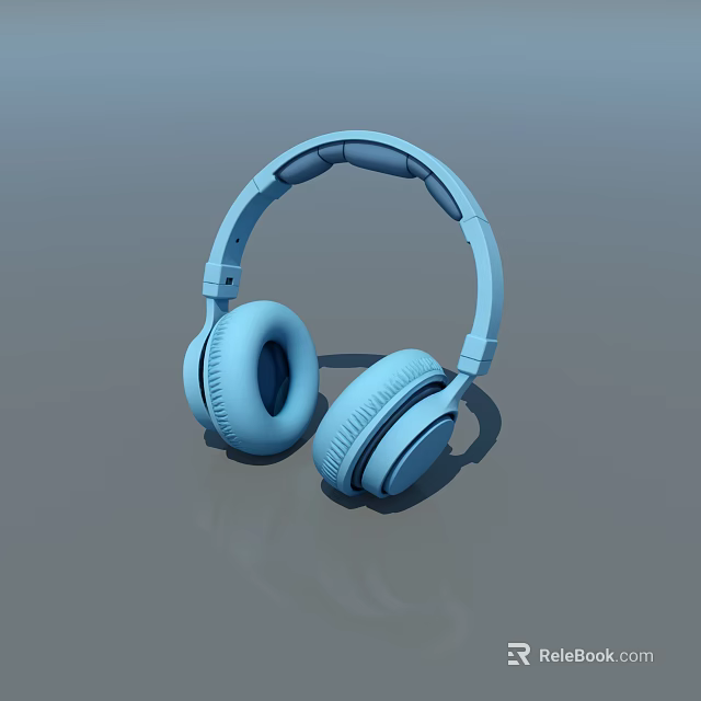 Light Blue Over Ear Headphones With Ergonomic Design For Audio Electronics 3d model 