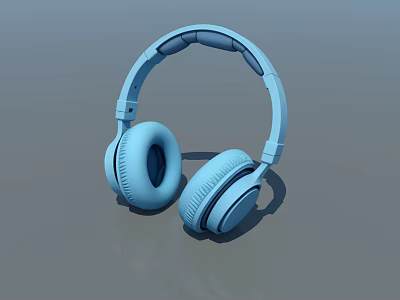 Light Blue Over Ear Headphones With Ergonomic Design For Audio Electronics 3d model