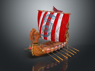 Ethnic Sailboat Viking Boat Viking Sailboat Cartoon Sailboat 3d model