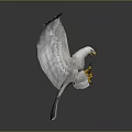 White Eagle With Spread Wings And Yellow Talons On Grey Gradient Background With Reflection 3d model