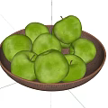 Fresh Green Apples Arranged in Decorative Bowls for Kitchen Table