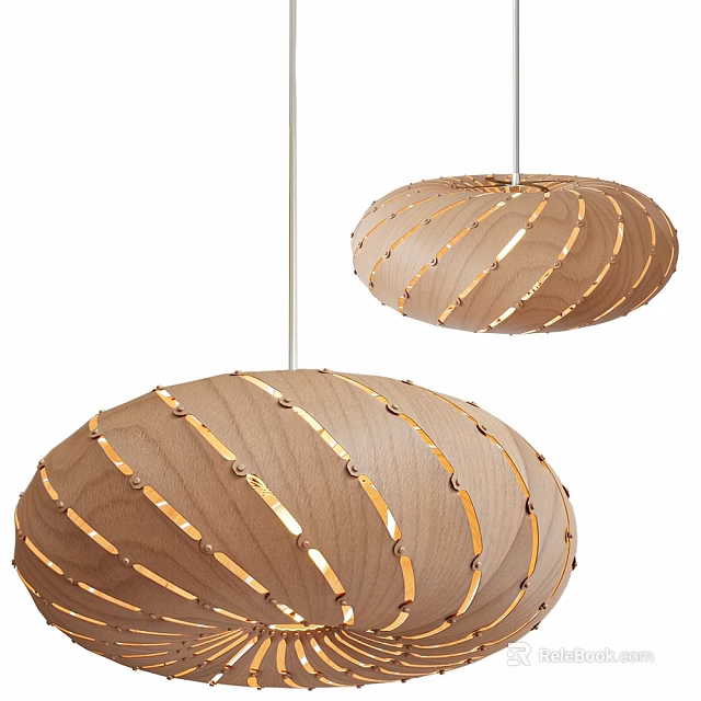 Modern Wooden Pendant Lights With Intricate Cutout Patterns 3d model