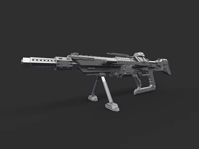 Futuristic Sniper Rifle 3D Model With Mechanical Structure And Tactical Bipod 3d model
