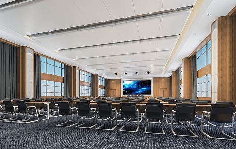 Modern conference hall, report hall, large conference room, report hall, activity center, report hall, multi-function hall, meeting tables and chairs 3d model