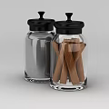 Stylish Kitchen Glass Jars With Black Lids Containing Cinnamon Sticks And Spices
