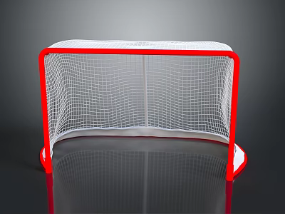 Ice Hockey Goal Sports Equipment Red Frame White Netting Sturdy Design 3d model