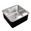 Stainless Steel Kitchen Sink Single Bowl Design With Square Shape And Drain