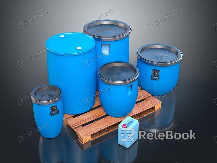 Plastic bucket big trash can bucket container realistic model