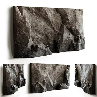 Modern Rock Textured Wall Decor Set With Natural Stone Pattern Design 3d model