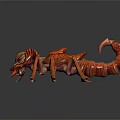 Red Mythical Scorpion Creature Character With Detailed Exoskeleton And Sharp Claws 3d model